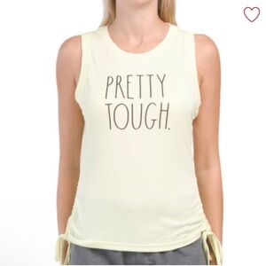 Rae Dunn Felicity "Pretty Tough" Rusched Side Tie Tank